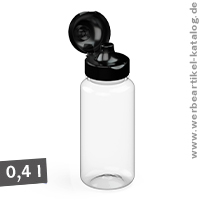 Trinkflasche Sports klar-transparent 0,4 l, perfekter Werbeartikel für Kindergarten, Schule, Freizeit und Sport! 