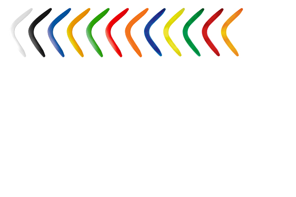 Bumerang klein - Werbemittel in vielen Standardfarben.