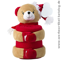 Plsch Teddy Rudi mit Fleecedecke, Weihnachts Werbemittel fr Kinder!