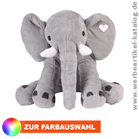 LOUNIS, groer Plsch-Elefant - Stofftiere als Werbegeschenk mit Ihrem Logo bedruckt!