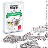 Ausmalkarten Buddha fr Erwachsene - ein Werbeartikel zum Entspannen, bedruckt mit Ihrem eigenen Layout auf der Kartenrckseite