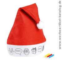 COLOURFUL HAT - Filz Weihnachtsmannmtze mit Motiv zum Ausmalen, als Werbeartikel Weihnachten! 