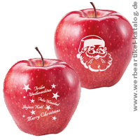 Logo Frucht Apfel Happy Christmas oder Nikolaus , als nette Aufmerksamkeit für Kunden an Weihnachten!  