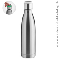 DEREO, oppelwandige Edelstahlflasche mit Trinkerinnerung als Werbegeschenk mit Ihrem Logo!
