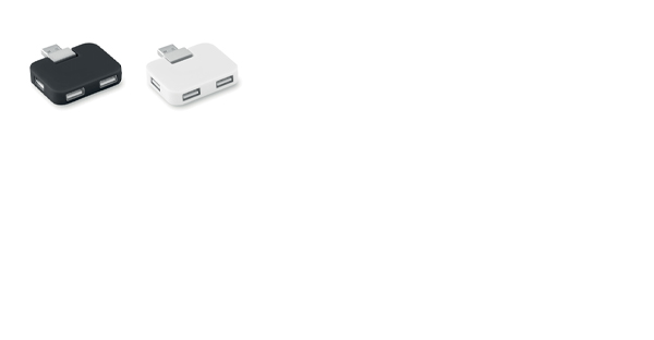 4 Port USB Hub Square, als Firmengeschenk mit Ihrem Logo bedruckt. 