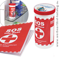 SOS-Info-Dose - wichtiger Helfer im Notfall für Rettungskräfte, individuell bedruckt