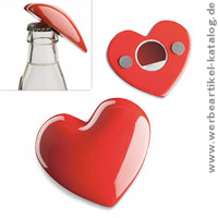 Flaschenffner Amalfi - Herz Werbeartikel mit Magnet. 