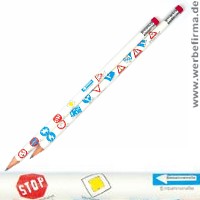 Verkehrszeichen Bleistift, sinnvolle Streuartikel zur Einschulung oder als Werbeartikel zum Thema Verkehrssicherheit
