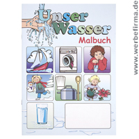 Unser Wasser Malbuch - ein Werbeartikel fr Kinder mit viel Wissenswertem zum Malen und Lernen. 