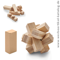 CUBENATS, kniffliges Puzzle aus Bambus als Werbeartikel mit Ihrem Logo.