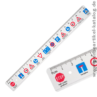 Günstiges 20 cm Verkehrszeichen Lineal aus Kunststoff - ein Werbeartikel für Kinder, der wirklich Sinn macht.